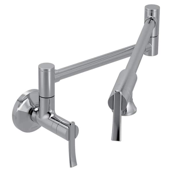 Sinema Transitional Wall Mount Pot Filler Kitchen Faucet in Chrome
