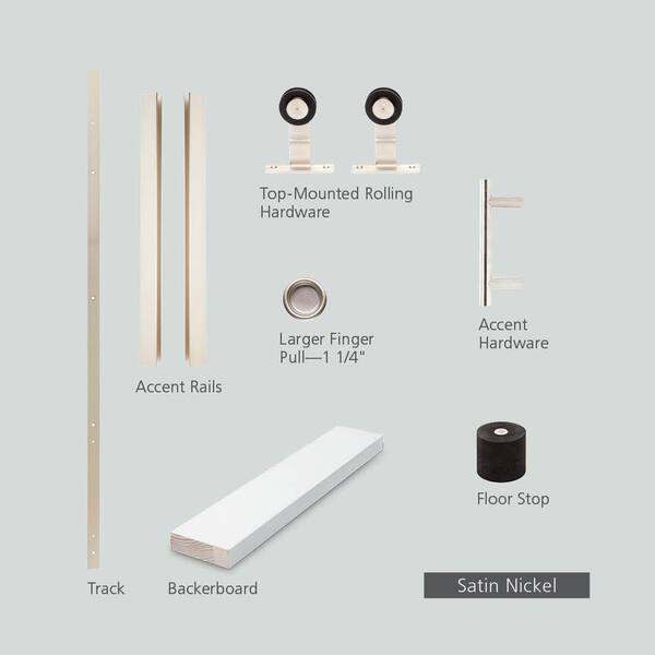 JELDWEN 72 in. DesignGlide Satin Nickel SoftClose Barn Door Sliding Door Hardware KitJW2245