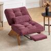 HOMEFUN Modern Red Corduroy Upholstered Lounge Wingback Chair Accent Chair with Adjustable Backrest and Retractable Footrest HFHDSN-1151WR