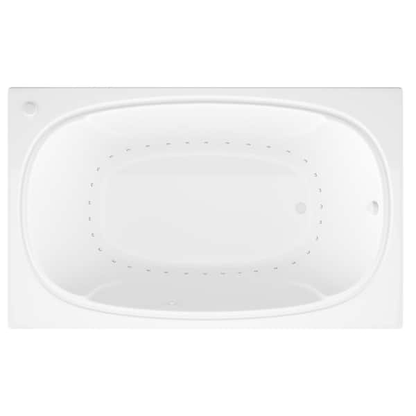 Peridot Series 72 in. x 48 in. Rectangular Air Bathtub with Right Side Drain and Aromatherapy in Glossy Smooth White