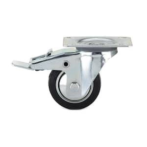 Euro Series 3-1/8 in. (80 mm) Black Double-Lock Brake Swivel Plate Caster with 110 lb. Load Rating