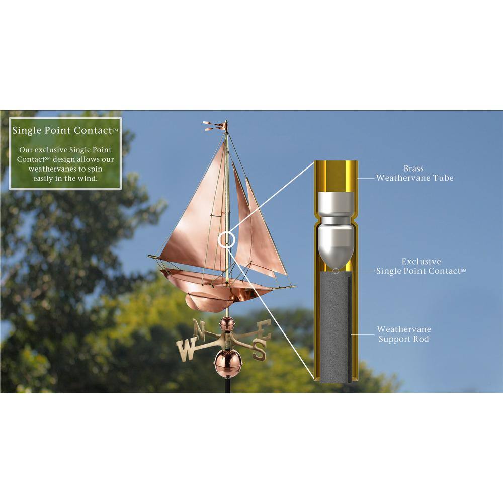 Copper Nautical Sailboat Weathervane with Brass Accents