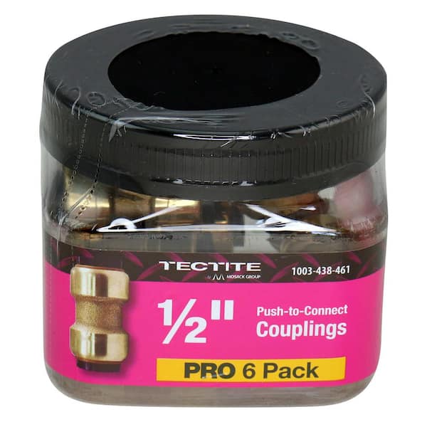 Tectite 1/2 in. Brass Push-To-Connect Coupling Pro Pack (6-Pack)