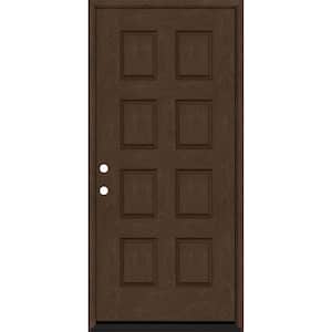 Regency 32 in. x 80 in. 8-Panel RHIS Hickory Stain Mahogany Fiberglass Prehung Front Door