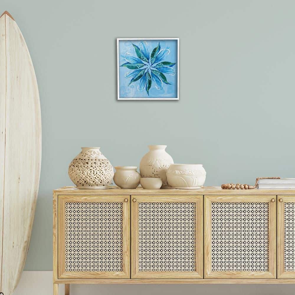 Blue Flower Shape Design by Liz Jardine White Framed Nature Giclee Art Print 17 in. x 17 in. price history on PriceWatchPro
