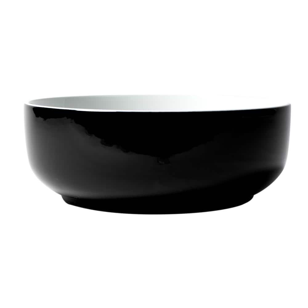 Black and White Ceramic Round Vessel Sink