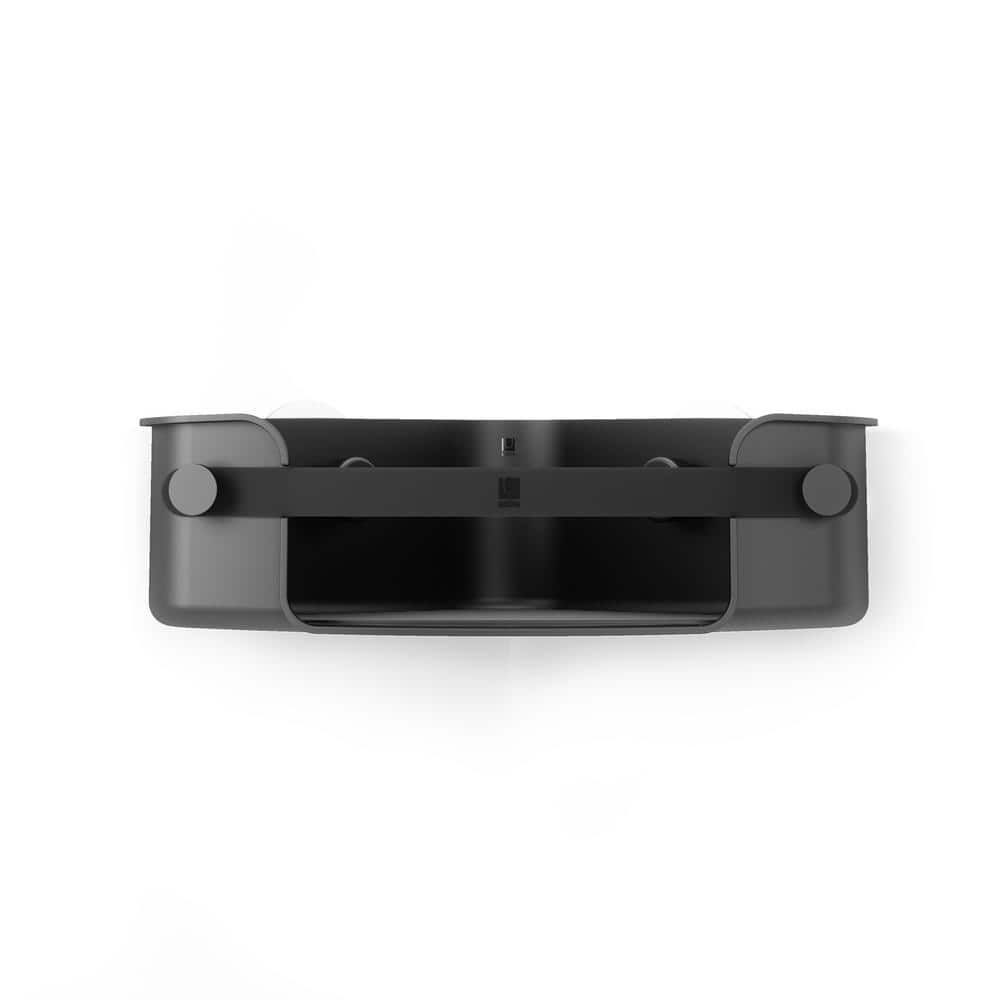 Black Plastic Adhesive Corner Shower Basket with Hooks