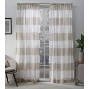 Darma Linen Stripe Sheer Rod Pocket Curtain, 50 in. W x 84 in. L (Set of 2)