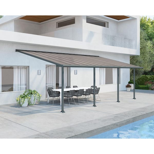 Olympia 10 ft. x 24 ft. Gray/Bronze Aluminum Patio Cover