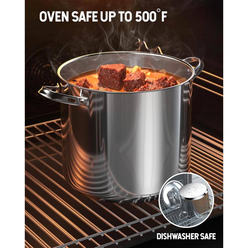 24-Quart Stainless Steel Stockpot with Lid for Multi-Purpose Cooking