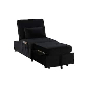 Barons Black Velvet Adjustable Chaise Lounge with Pillow