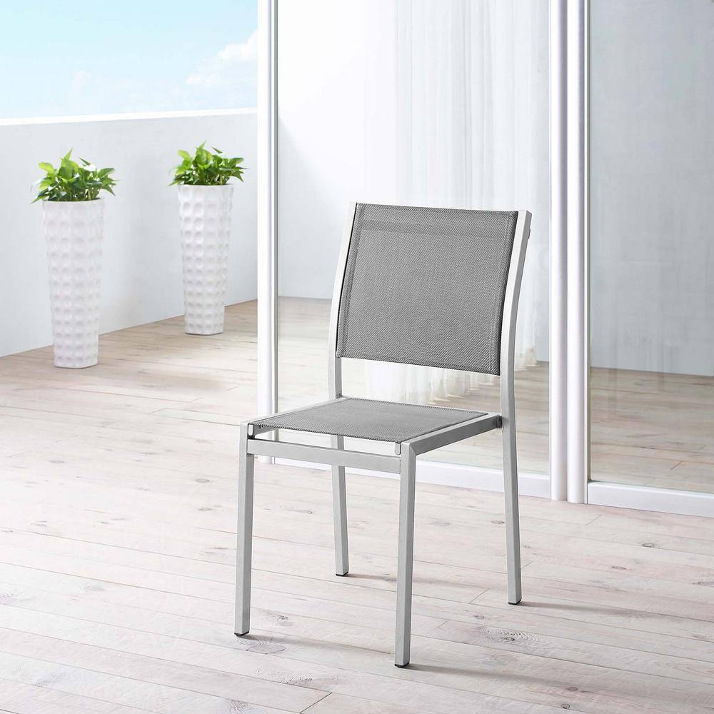 Silver Gray Aluminum Mesh Outdoor Dining Chair