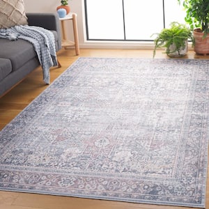 Arizona Dark Sage/Ivory 6 ft. x 9 ft. Distressed Border Ornate Machine Washable Area Rug