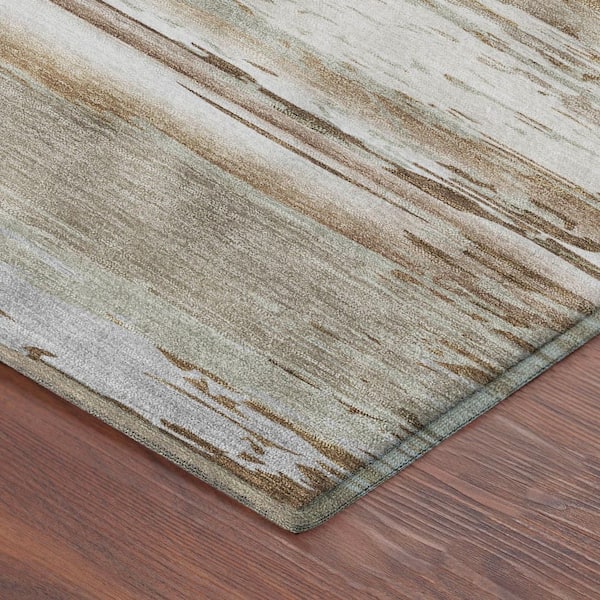 Mayfield Premium Machine Washable Abstract AMF2243 Brown 3 ft. x 5 ft. Area Rug