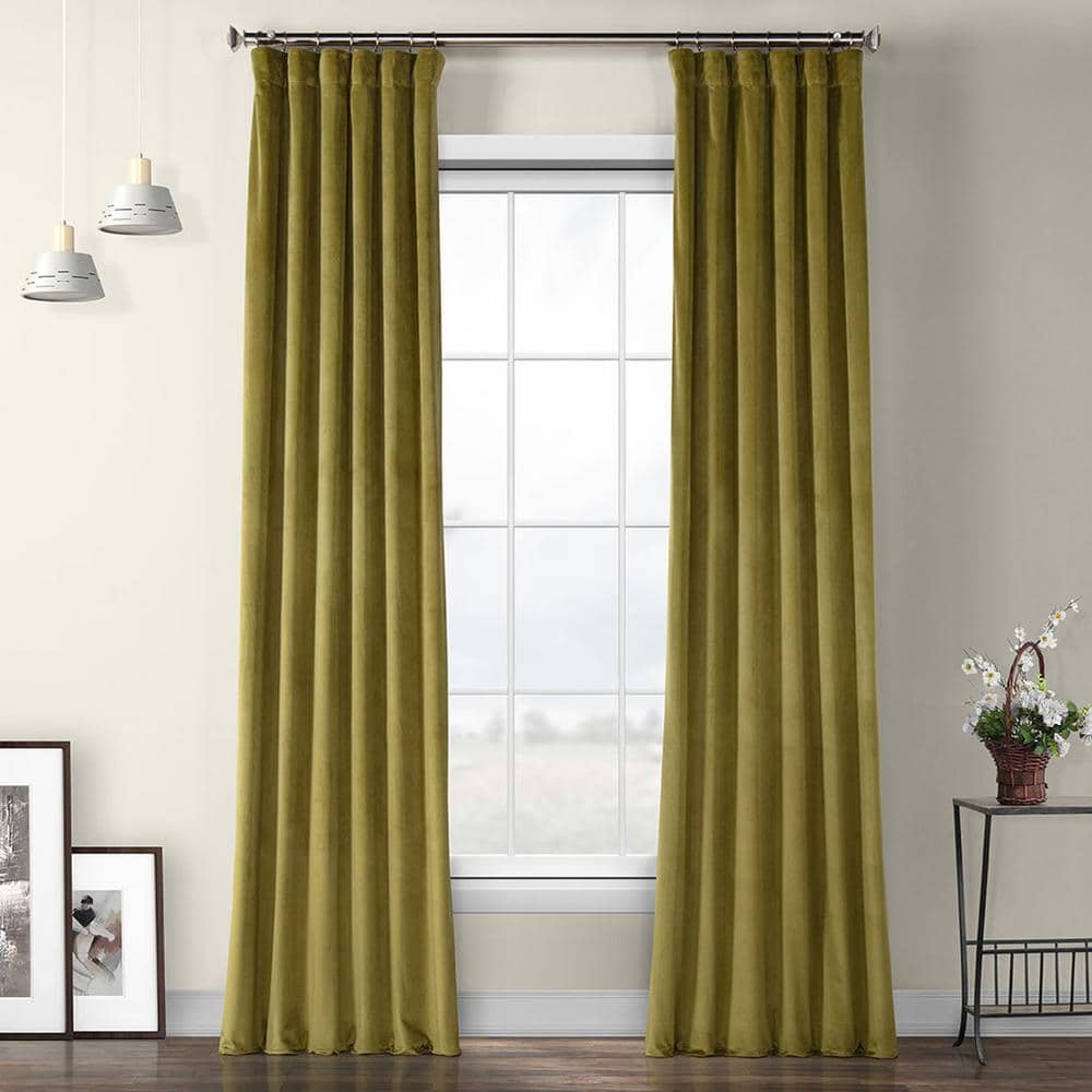 14 ft H Green Velvet Large High Ceiling Ready Made Window Curtain Panel Drapes 