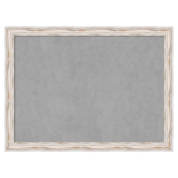 Amanti Art Alexandria White Wash Narrow 31 in. x 23 in. Framed Magnetic Board
