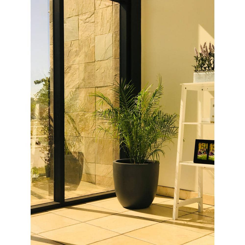 Charcoal Round Concrete Indoor/Outdoor Planter Pot 16.93"