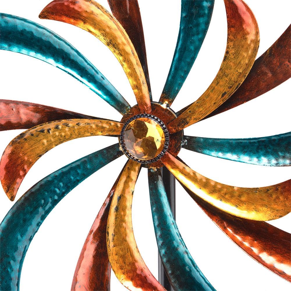 63" Multicolor Metal Windmill Garden Stake Spinner