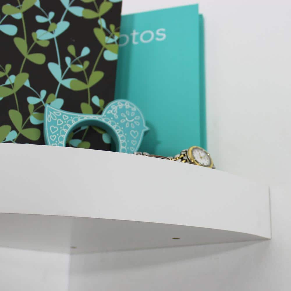 Eden Grove White MDF Floating Corner Wall Shelf