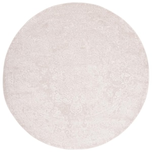 Reflection Cream/Ivory 3 ft. x 3 ft. Floral Border Round Area Rug