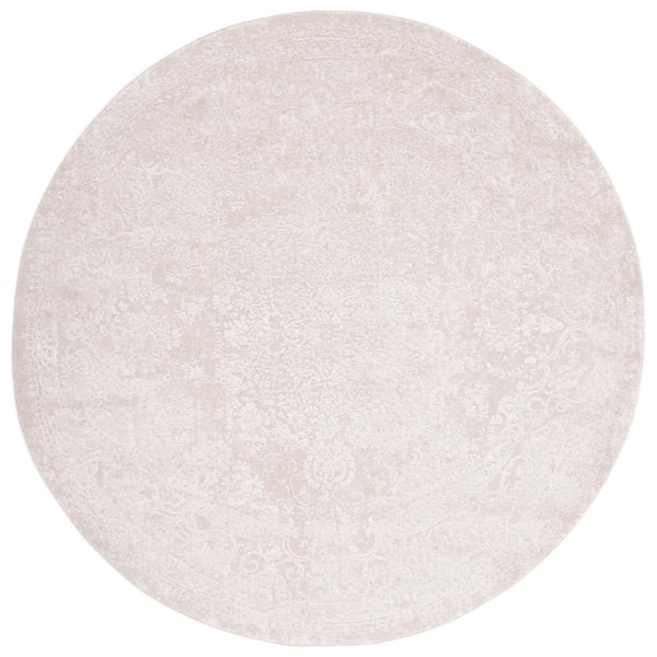 SAFAVIEH Reflection Cream/Ivory Doormat 3 ft. x 3 ft. Floral Border Round Area Rug