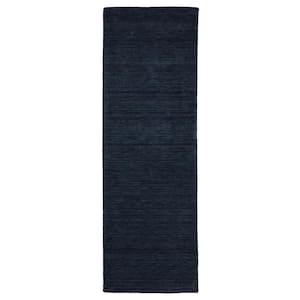 Allaire Navy 2 ft. x 8 ft. Solid Heathered Hand-Tufted 100% Wool Indoor Runner Area Rug