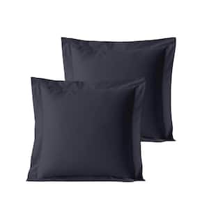 Dark Grey Solid 100% Organic Cotton, 26 in. x 26 in., Smooth and Breathable, Super Soft Euro Shams, Pack of 2