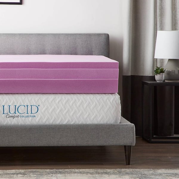 Lucid Comfort Collection 3 Inch Lavender And Aloe Infused Memory Foam Topper King Hdlu30kk30vt The Home Depot