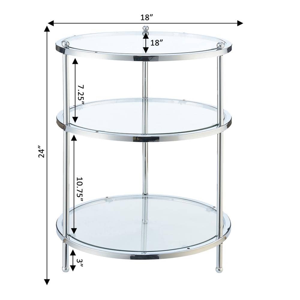 Chrome and Glass 3-Tier Round End Table