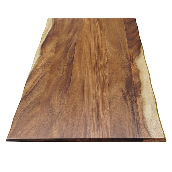 6 ft. L x 39 in. D Finished Saman Solid Wood Butcher Block Island Countertop in With Live Edge
