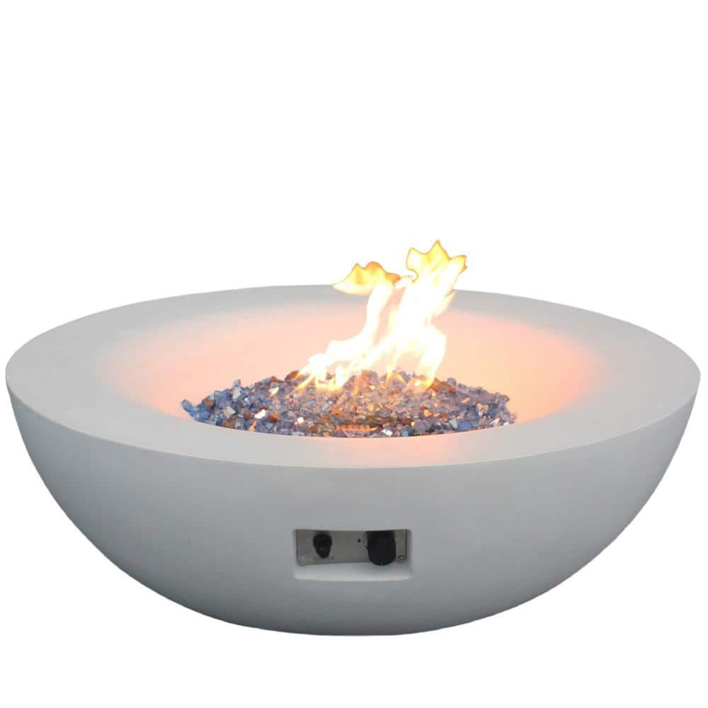 moda furnishings 42 in. 65000 BTU Antique White Concrete Propane Outdoor Fire Pit