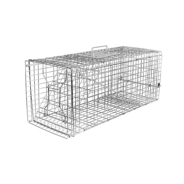 cenadinz 30.51 in. x 11.02 in. x 11.81 in. Humane Trap Cage Catch Release Live Animal Rodent Cage Collapsible Galvanized Wire
