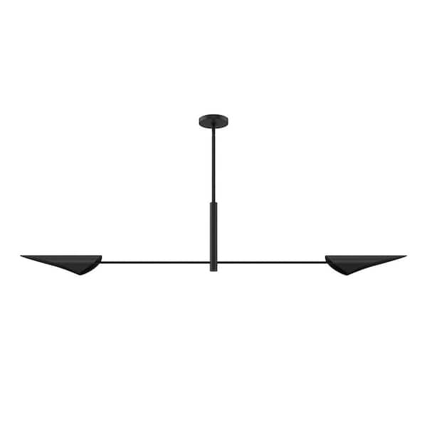 Hunter Merian 2-Light Matte Black Extra Large Chandelier for Dining Rooms