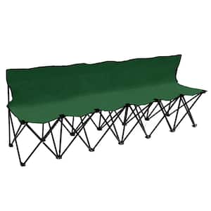 Portable 6-Seater Folding Team Sports Sideline Bench with Back (Dark Green)
