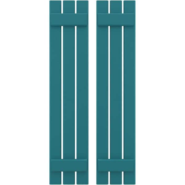 Ekena Millwork 11-1/2-in W x 48-in H Americraft 3 Board Exterior Real Wood Spaced Board and Batten Shutters Antigua