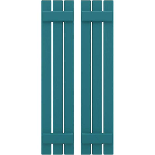 Ekena Millwork 11-1/2 in. W x 64 in. H Americraft 3-Board Exterior Real Wood Spaced Board and Batten Shutters in Antigua
