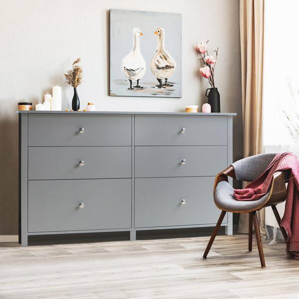 grey dresser sale Valda Light Gray Fabric Dresser main image 0