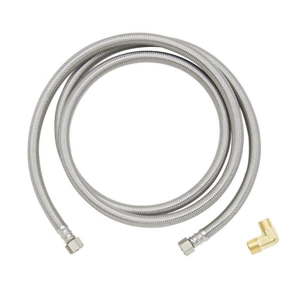 Plumbshop 3/8 in. Comp. x 3/8 in. Comp. x 72 in. Braided Stainless Steel Dishwasher Supply Line with 3/8 in. MIP Elbow