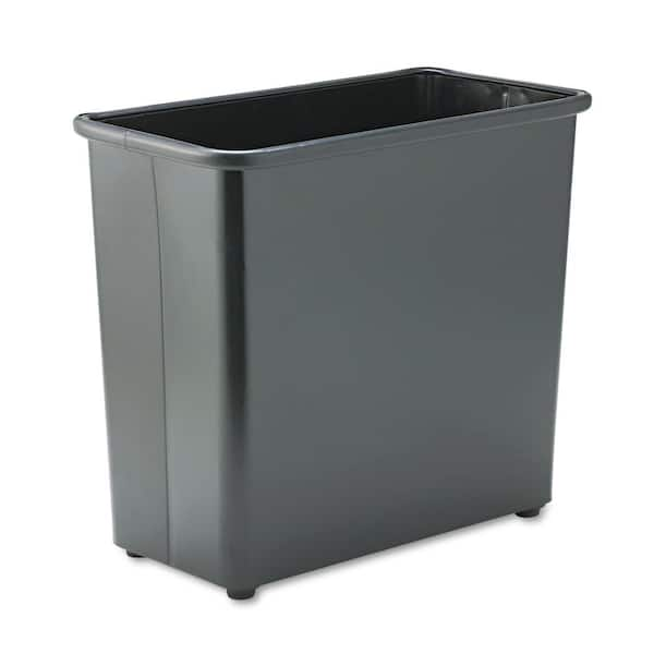 Safco 7 Gal. Black Rectangular Metal Household Trash Can, Steel ...