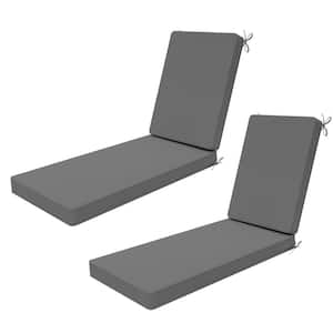 21 in. x 72 in. Outdoor Chair Cushion for Patio Chaise Lounge, Water Resistant Patio Cushion Set in Dark Gray (2-Pack)