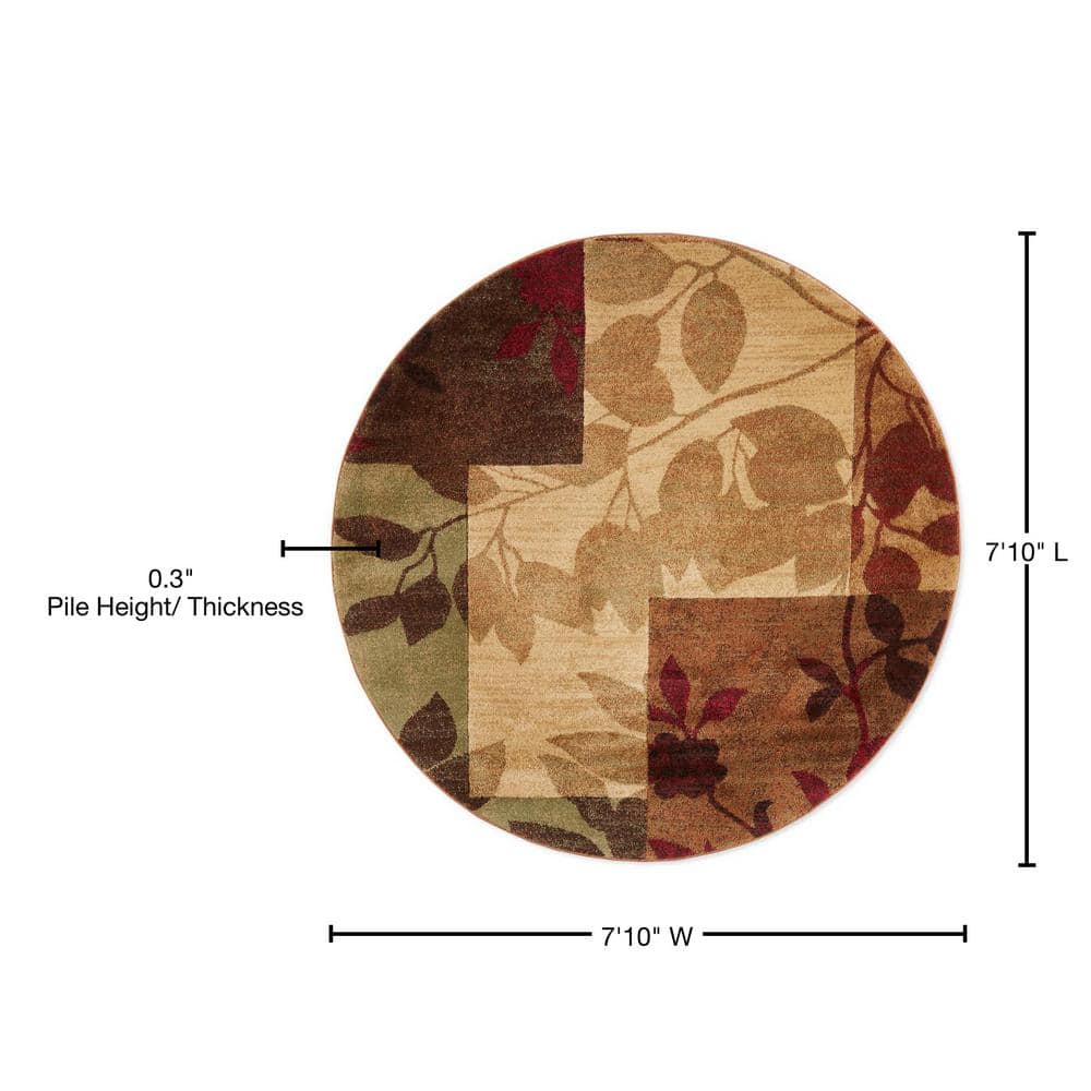 Tribeca Amelia Red and Beige Floral Round Area Rug