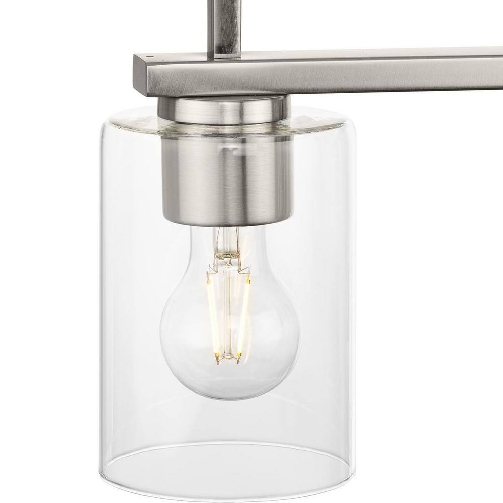 Goodwin Brushed Nickel 4-Light Linear Island Chandelier with Clear Glass Shades