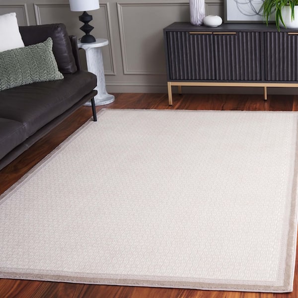 Prestige 8 ft. x 10 ft. Ivory/Beige Solid Border Area Rug