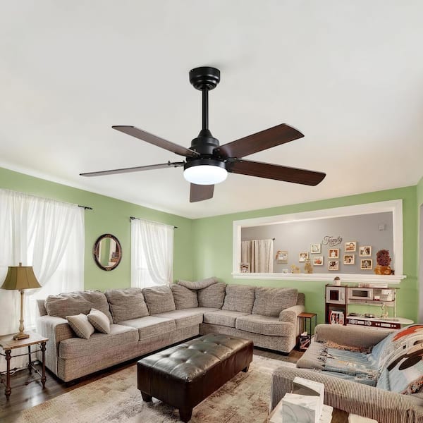 42 in. Indoor Black Low Profile Noiseless Ceiling Fan with LED Light, Reversible DC Motor, Remote Included