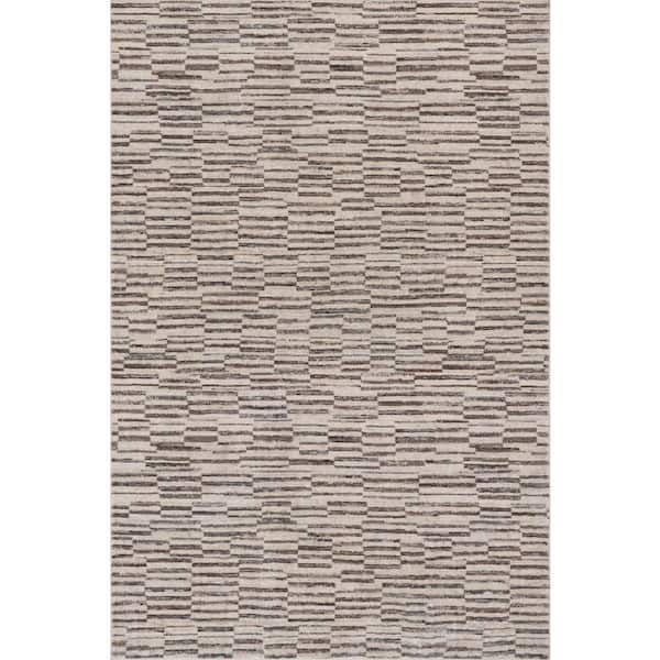 Sola Abstract Washable Beige 6 ft. x 9 ft. Indoor Area Rug