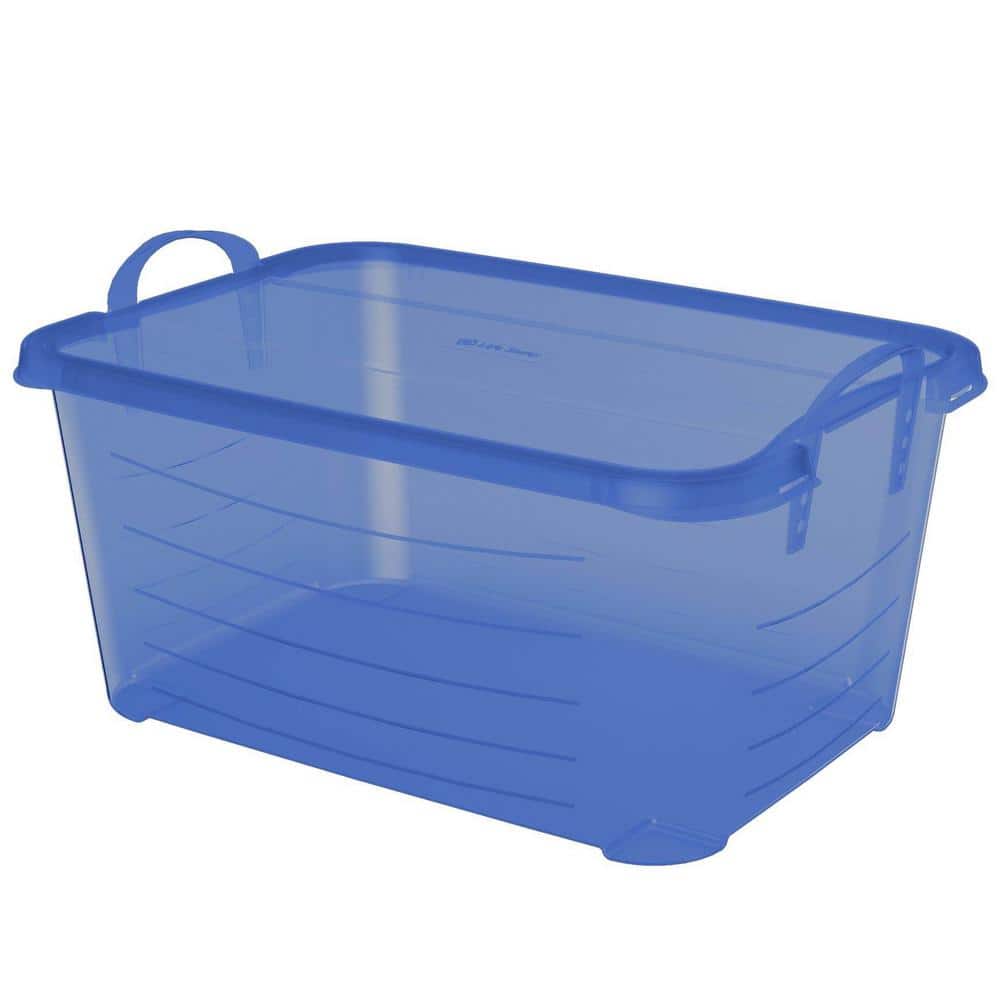 Blue 55 Quart Stackable Plastic Storage Bins with Lids, Set of 6