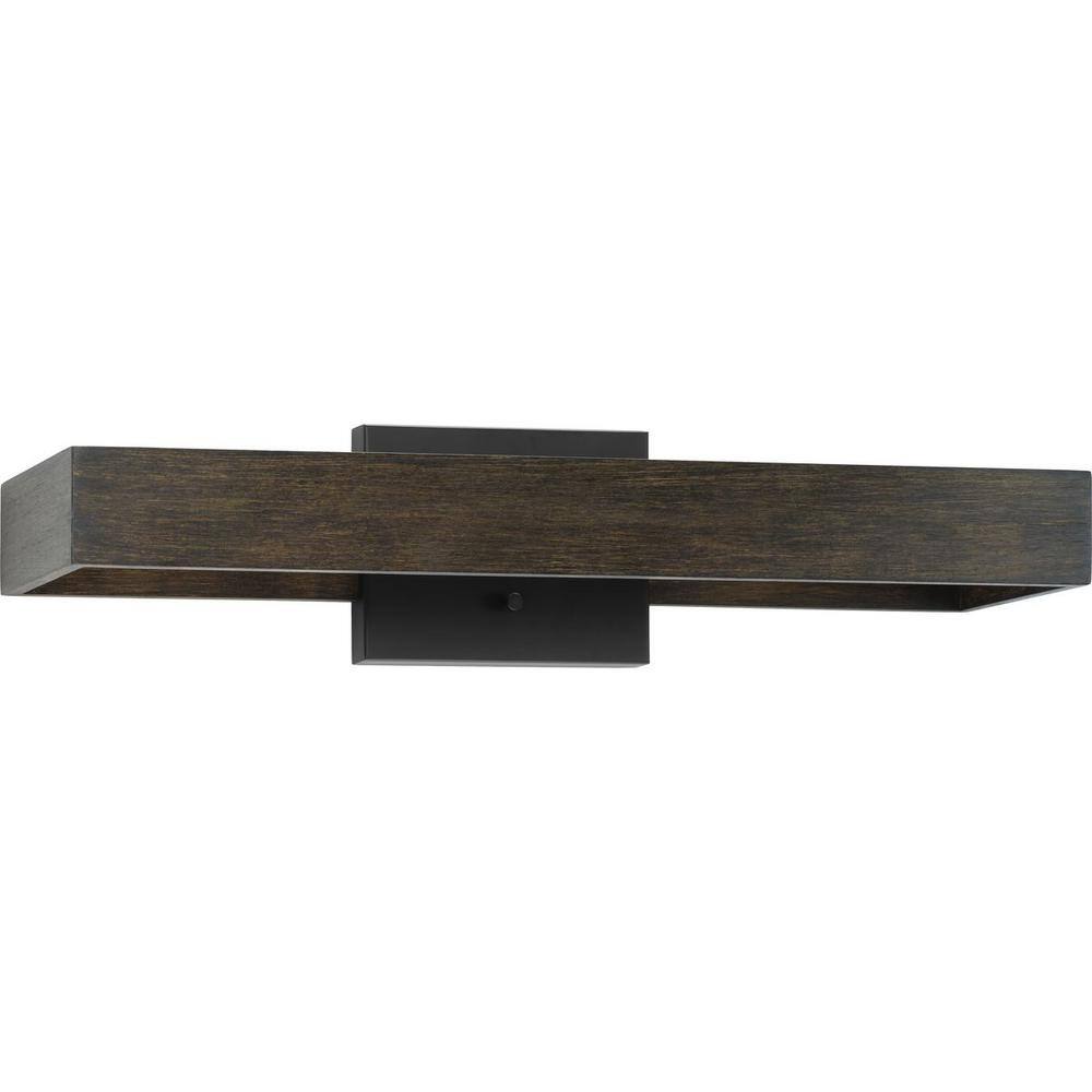 Matte Black Natural Wood Rectangle Wall Sconce