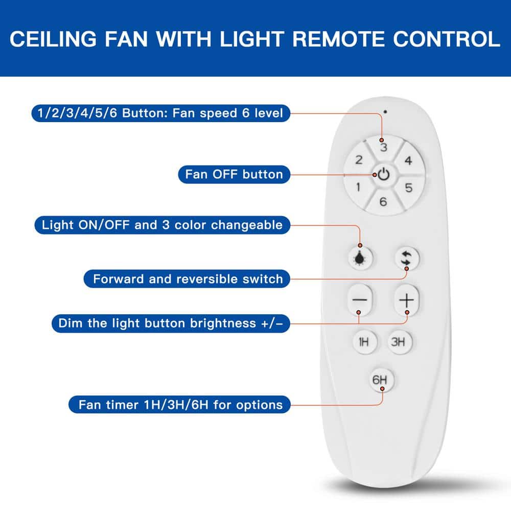 60-Inch Black Ceiling Fan with LED Light and Remote