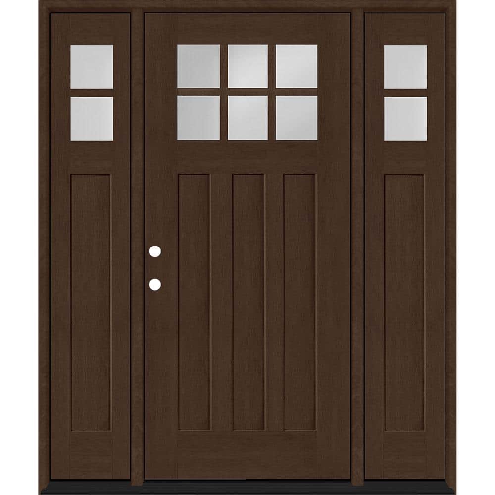 Regency 64 in. x 80 in. 6-Lite Top Lite Clear Glass RHIS Mahogany Fiberglass Prehung Front Door 12 in. Side Lites price history on PriceWatchPro