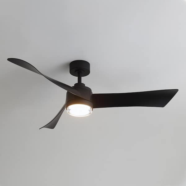 Hector II 54 in. Black Propeller Ceiling Fan with Integrated LED Light, 3-Black Blades, Downrod and Remote Included